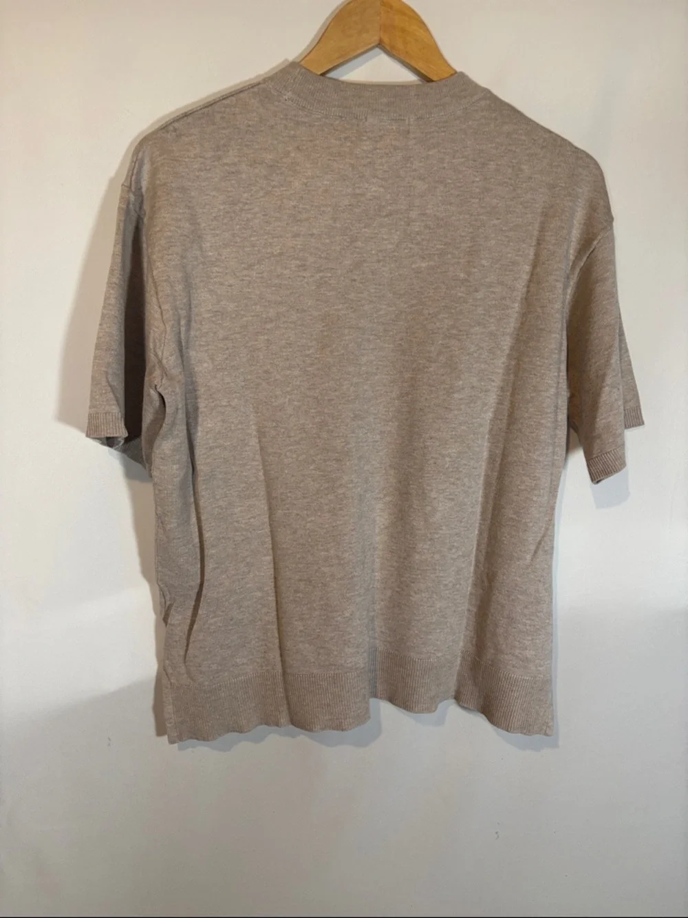 Zara Short Sleeve oversize knit Crewneck Top - Taupe - Picture 2 of 5